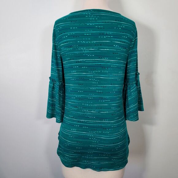Apt. 9 Shirt Top 3/4 Bell Sleeves Comfy Soft Stretch Size Medium Green - Picture 7 of 13